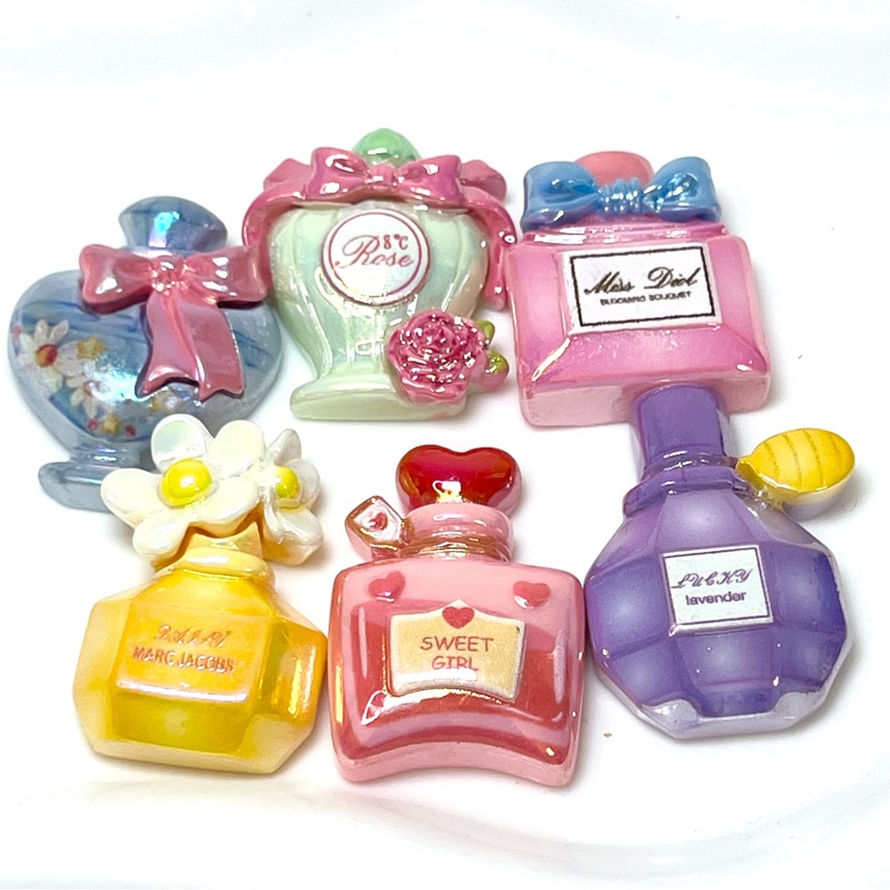 Set of 6 Kawaii Perfume Bottle Resin Flat Back Charms